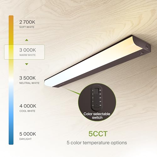 Image of ASD LED Under Cabinet Lighting Hardwired, 24 Inch 12W 2700K-5000K Selectable, 1051LM, CRI90+, Direct Wire Linkable Under Counter Lights for Kitchen, Dimmable Under Cabinet Lights, Bronze, UL Certified
