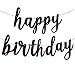FECEDY Black Happy Birthday Alphabet Banner for Birthday Party Decorations