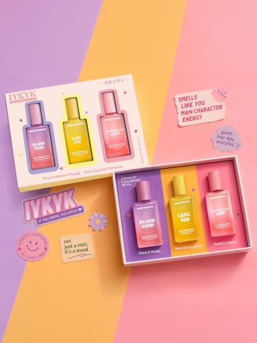 Image of Hair Drama Co. Hair & Body Mist Perfume Set of 3 | Blush Rush, Cake Pop & Marshmallow Whip Fragrance Set for Women | Rice Protein Formula | Long-Lasting, Travel Friendly & Paraben‐Free