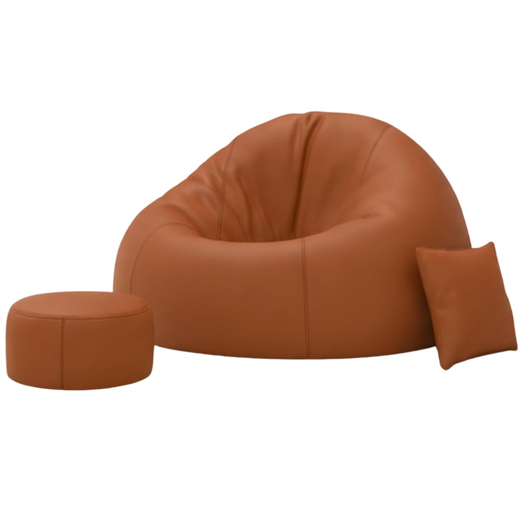 Bag 4XL Bean Bag Chair with Beans Cover Filled-Bean Bag Sofa with Footrest- for Living Room,Bedroom-Free Cushion Footrest-Lounge Combo-Faux Leather - Cover Only (Tan, XXXXL)-image-26