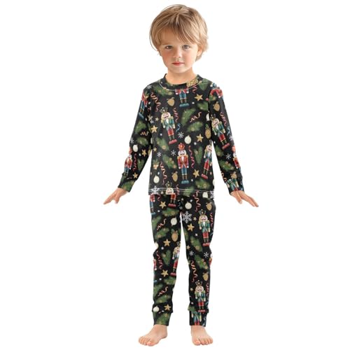 Pajama Sets Long Sleeve Christmas Nutcracker Pattern Soft Comfy Sleepwear 2 Piece PJS 3-8T2