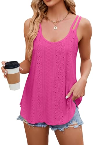 iChunhua Long Camisole Tops for Women Beach Ladies Vest Tops Stylish Going Out Tops Hot Pink XL