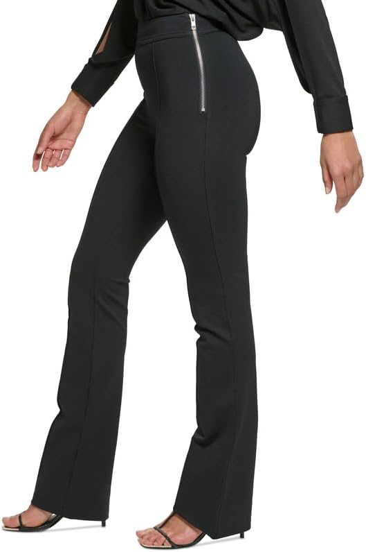 DKNY Women's Petite Side-Zipper Bootcut Pants (Black, 16P)