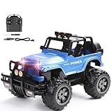 Remote Control Jeep Car 4WD Off Road Rock Crawler Vehicle 2.4 GHz All Terrain Big Foot Jeep R/C Vehicle 1:16 Scale Rechargeable RC Toy Car with Lights & Sounds for Kids Boys Girls