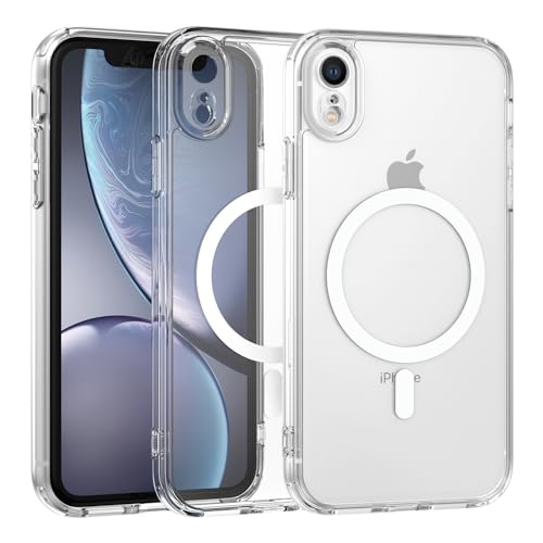 ZYIMOU Funda para iPhone XR Compatible con MagSafe, Magnética Carcasa Protección de Cámara Translúcida Mate Trasera PC Respaldo TPU Bisel Caso - Transparente