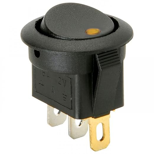 Interruptor basculante redondo con luz, Interruptor 2 posiciones, Interruptor 3 vias, Orificio de montaje de 19 mm, Interruptor ON-OFF SPST, 20 A 12V DC, Luz Amarilla