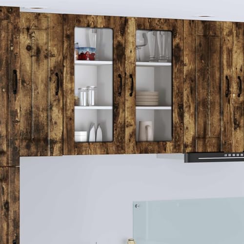 Fecpoo Mueble de cocina de madera de roble ahumado, 40 x 31 x 80 cm, multicompartimento, requiere montaje, para cocinas privadas y profesionales