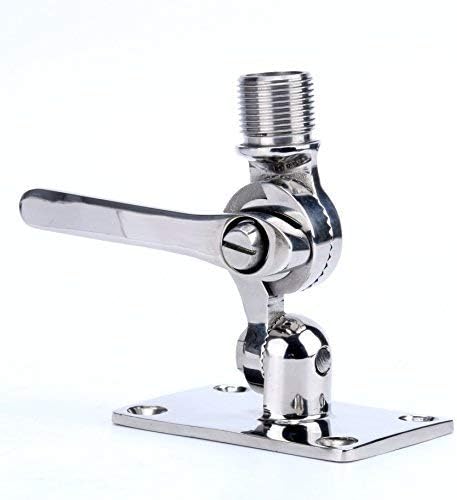 Amarine Made Marine VHF Antenna Adjustable Base Mount for Boats -Stainless Steel