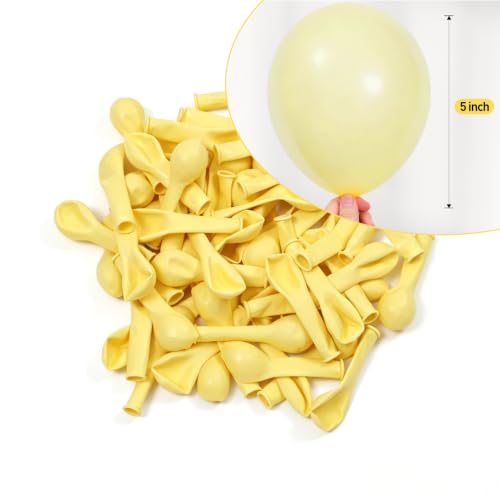 Image of KALOR Pastel Yellow Balloons,100 Pcs 5 Inch Mini Matte Latex Balloons for Balloon Garland Arch, Birthday Decoration, Wedding Party, Baby Shower Decorations