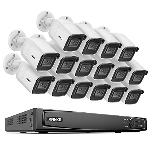ANNKE 16CH 4K POE Security Camera System, H.265+ 16 Channel NVR Recorder and 16PCS 8MP Surveillance IP Bullet Cameras with AI Detection, 100 ft Night Vision, Remote Access, NO Hard Drive