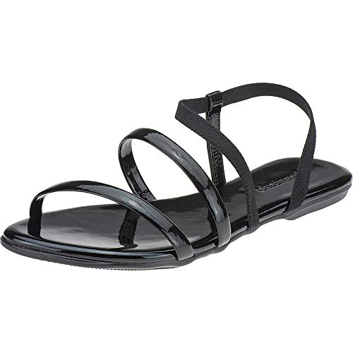 Sandalia Feminina Rasteira Leve Rasteirinha Eleganteria Tamanho:38;Cor:Preto