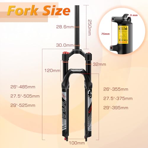 image for BUCKLOS 【US STOCK】 LUTU 26/27.5/29 Air MTB Suspension Fork, Reboun