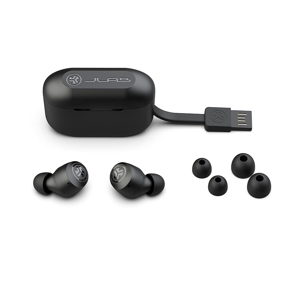 JLab Go Air Pop True Wireless Bluetooth Earbuds + Charging Case Black