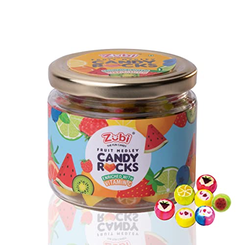 ZUBI THE FUN CANDY Fruit Medley Candy Rocks | Hard Candies | Assorted flavors | Enriched with Vitamin C | (Pack of 2, 400gm)