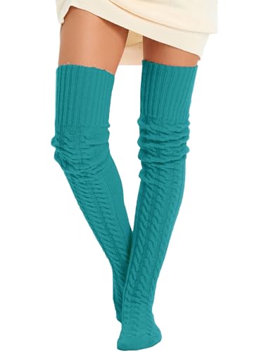Image of Women's Thigh High Knitted Winter Boot Socks Vintage Extra Long Leg Warmer Over Knee High Stockings