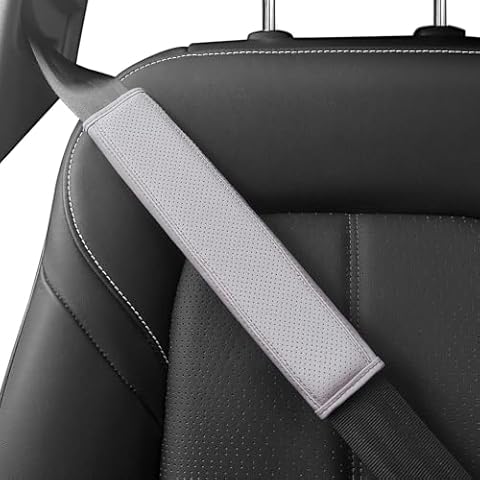 au-kee Seat Belt Shoulder Pad, Soft Leather Car Safety Strap Covers Neck Mat for Comfortable Driving (2PCS) Cover