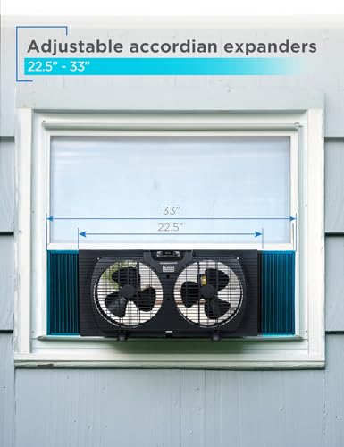 Image of BLACK+DECKER 9 inch Dual Window Fan with 2 Speed Levels, Double Window Fan with Mechanical Controls and Removable Feet Fan