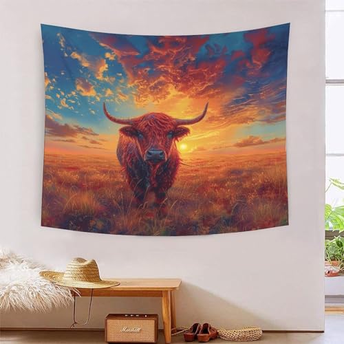 Tapisserie murale 3D Highland Le chattle 180x230cm grand format pour salon