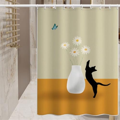 Rideau de douche lavable en machine imperméable avec crochets - 3
