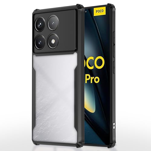 Image of Pikkme Poco F6 Pro 5G Back Cover | Crystal Clear Transparent Back | Ultra Hyrbid | Full Camera Protection | Raised Edge | Bumper Back Case (Black)
