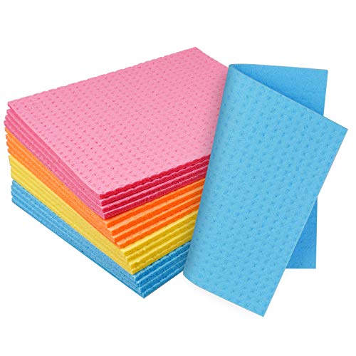 Swedish Dishcloth Cellulose Sponge Cloths, 16 Pack, Reusable Cellulose Sponge Cloths for Cleaning