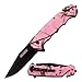 Tac-Force- Spring Assisted Folding Pocket Knife ? Black Fine Edge Tanto Blade, Pink Camo Coated Aluminum Handle, Rope Cutter, Glass Punch, Pocket Clip, Tactical, EDC, Rescue - TF-499PC