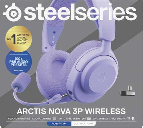 Arctis Nova Cuffie da gioco multipiattaforma wireless - Controllo via app - Batteria 40h - Driver magnetici al neodimio - 2,4GHz/BT - Mic staccabile - PS5, PS4, PC, Switch - Lavanda - Cuffia gaming - Immagine 13