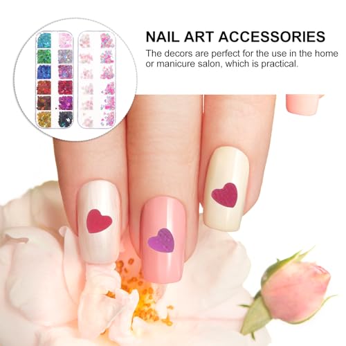 Minkissy Valentines Day Themed Heart Shaped Nail Diy Decor 2 Boxes Romantic Manicure Accessories for Home and Salon Use (Random Color) - Image 2