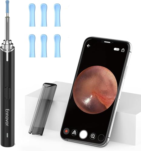 Ennovor Ear Wax Removal 3.5mm Digital Otoscope with WiFi, 1920P HD - Ear Wax with 6 LEDs, iPhone/Android Compatible, Black