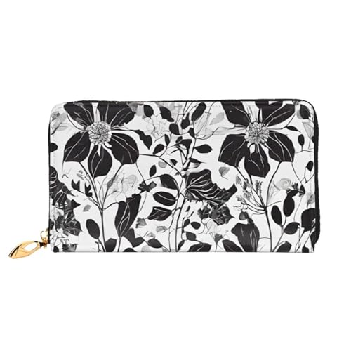 Damask Pattern Long Leather Wallet,Large Capacity Soft Pu Leather Purse For Women With Multiple Card Slots Phone Pocket And Zipper Coin Purse Stylish Phone Card Holder Clutch - Main Image