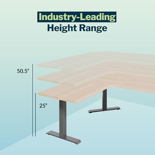 Image of Vari ComfortEdge 80x60 L-Shape Electric Standing Desk - Height Adjustable Sit-Stand VariDesk for Corner Office with Reversible Left /Right Design - Light Wood Top /Slate Legs (Ships in 3 Boxes)