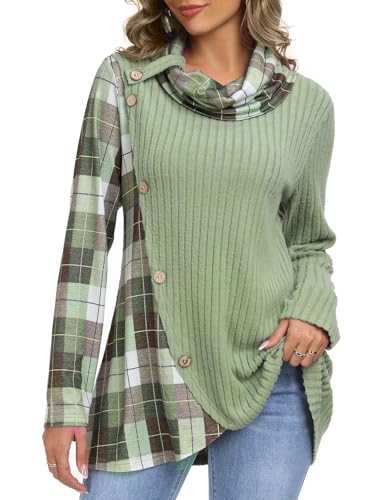 Image of Cestyle Cowl Neck Tunic Sweaters for Women Long Sleeve Casual Pullover