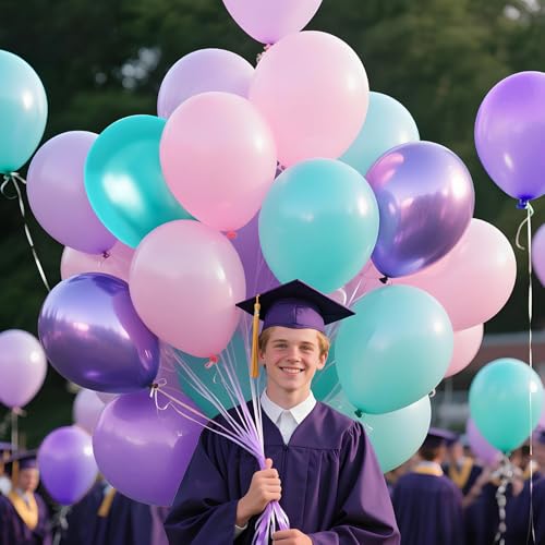 Image of 100pcs Teal Balloons 12 Inch Turquoise Aqua Blue Dark Teal Balloon | Teal Latex balloons Wedding Graduation Engagements, Bridal Shower, Mermaid Birthday Party Decorations