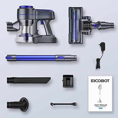 EICOBOT Kabelloser Staubsauger, 20 kpa starke Saugkraft, 6-in-1, leichter leiser Stab-Staubsauger mit 30 min langer Laufzeit, abnehmbarer Batterie, perfekt für Teppiche, Hartholz, Böden, Königsblau – Bild 8