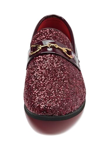 Image of Men Loafer Metallic Textured Slip-on Glitter Sequins Fashion Wedding Dress Shoes Golden