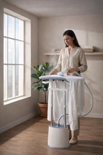 Image of Portable Garment Steamer 2000W with Adjustable Hanger Stand, Fast Heat-Up Clothes Steamer, Large Water Tank, Wrinkle Remover for Dresses, Shirts, Curtains and Fabrics and Home Use