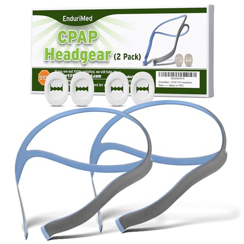 Adjustable CPAP Headgear Strap – Compatible with ResMed AirFit P10 Nasal Pillow Mask, Durable & Soft Nasal Pillow Mask Straps, 2-Pack with 4 Adjustment Clips