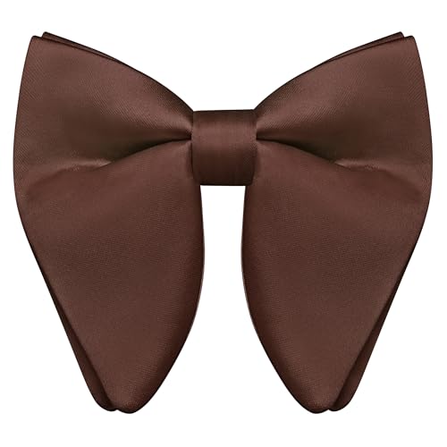 Branduce Brown Bow Tie for Men Pre-tied Adjustable Silk Blend Oversize Big Bowties for Wedding Party (BB14-36)