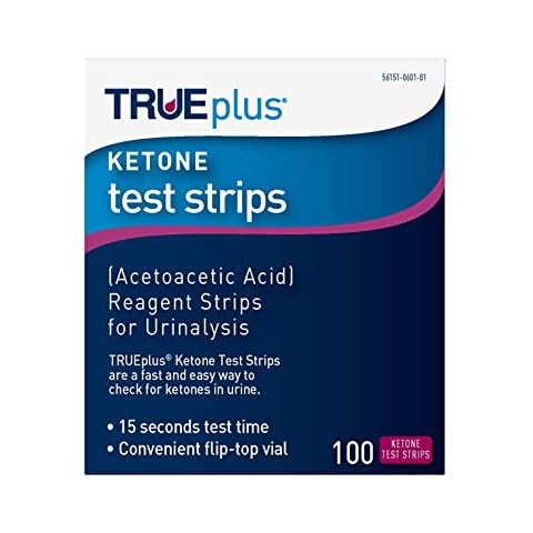 TRUEplus® Ketone Test Strips – Ideal for Low-carb dieters– Made in USA–Urinalysis Test Sticks (100) Cover