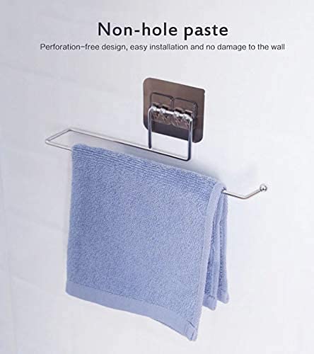 Swadhin Stainless Steel Self Adhesive Napkin Ring Wall Mount Towel Hanging Holder with Magic Adhesive Pad Kitchen Paper Roll Holder Tissue Paper Stand Towel Bar Hanger Rack. 4