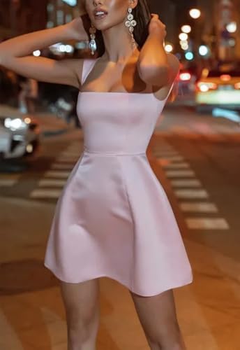 Satin Homecoming Dresses for Teens 2025 Square Neck Short Prom Dress A Line Mini Party Gown WL001463