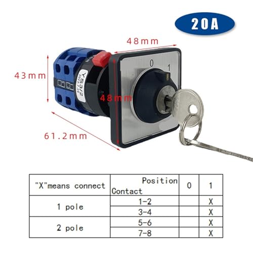 Interruptor de leva YMW26 selector de llave de dos polos y 2 posiciones 20A 2