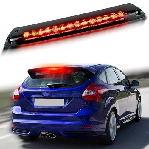 ZDEERAOTO Full LED 3rd Third Brake Light Replacement for Ford Focus Hatchback & Fiesta Hatchback 2012-2018 Roof Center High Mount Stop Lamp Smoked Lens Assembly