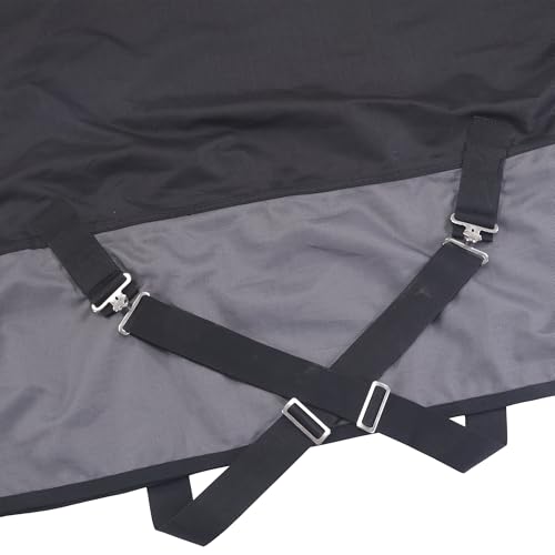 1200D Horse Blanket Waterproof Breathable Turnout (no Filling) Standard Neck Horse Sheet Black Grey 75IN - Image 3