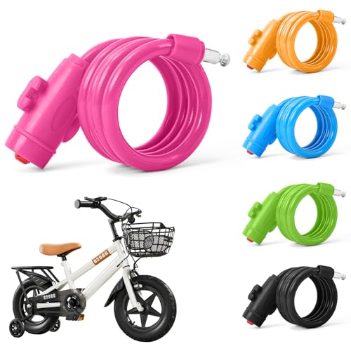 Candado para bicicleta infantil, cable con soporte para niños, candados portátiles para bicicleta en espiral, candados para bicicletas al aire libre, bicicletas eléctricas, monopatines, cochecitos