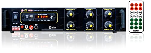 Image of BIDAS BS-5555 3055 Transistor 4-Channel High Power Stereo Amplifier with LED Display /Bluetooth /MIC Input /USB /SD Card Slot /FM Radio /AUX Input /Remote Control & Built-in Equalizer
