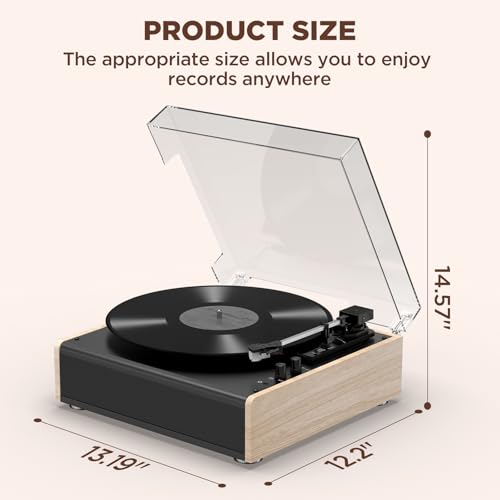 Vinyl Record Player Bluetooth Wireless Turntable with Built-in Speakers and 3 Speed Belt-Driven Vintage Phonograph Record Player with Magnetic Cartridge, RCA Out, Aux in, Headphone Jack (White) - Les Beatles, Paul McCartney, John Lennon, RIngo Starr, George Harrison Vinyl Record Player Bluetooth Wireless Turntable with Built-in Speakers and 3 Speed Belt-Driven Vintage Phonograph Record Player with Magnetic Cartridge, RCA Out, Aux in, Headphone Jack (White) – Image 8