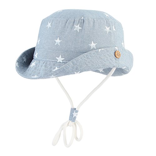 Jelord Kids Baby Bucket Hats Denim Bucket Hat Summer Sun Hat Wide Brim UV Protection Hat (Light Grey, 2-4 Years)