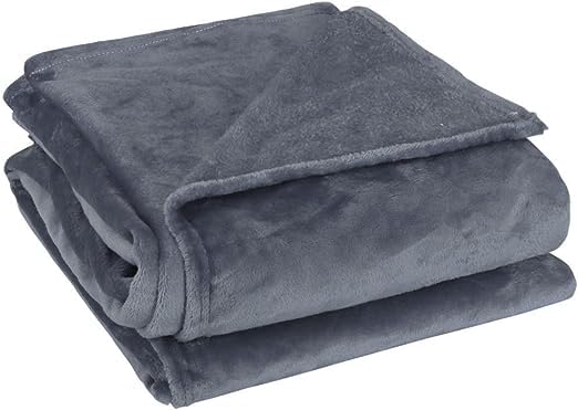 GOOLSKY Flannel Fleece Blanket Twin Size - Soft Lightweight Plush Microfiber Bed Blanket for Sofa or Couch, Machine Washable Blankets Fleeces, Dark Gray 60x78 Inch