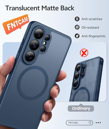 Image of FNTCASE for Samsung Galaxy S26-Ultra Case: [Fit for Magsafe] [Full Camera Protection] Translucent Matte Cases with [Screen Protector] Military Grade Shockproof Protective Phone Cover - Blue